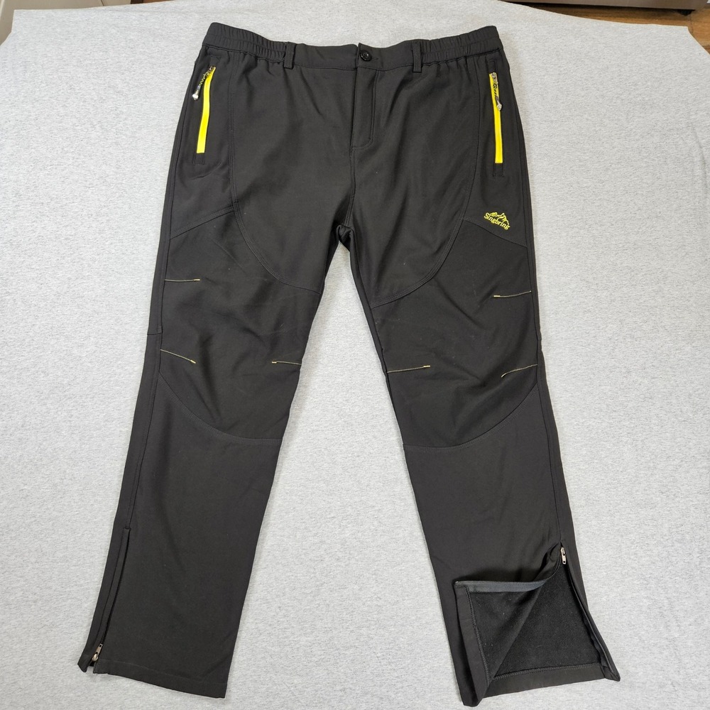 Singbring Mens XXL Black Fleece Lined Softshell Hiking Pants Outdoor Technical